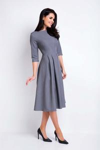 Gray Midi Formal Dress with Wide Bottom