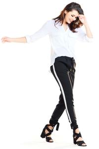 Black Casual Pants with Stripes