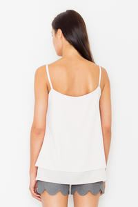 Ecru Two Layers Spaghetti Straps Top