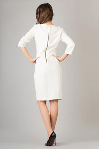 Off White Seam Shift Dress with Back Zip Fastening