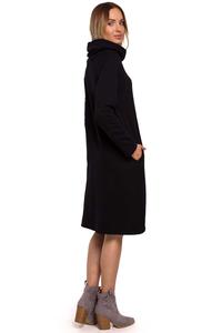 Knitted Asymmetrical Midi Dress (Black)