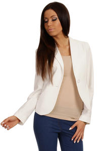 Long Lapels Ecru Coat with Single Button Fastening