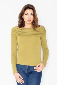 Green Knitwear Wide Tourtle Neck Blouse