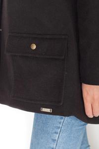 Black Winter Hooded Snaps Closure Parka Jacket