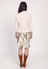 Beige Short Zipper Jacket with Stand-up Collar