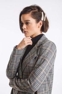 Camel Elegant Asymmetrical Checked Jacket