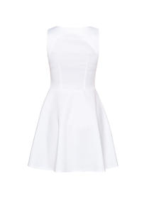 Ecru Light Hearted Sleeveless Flare Date Dress