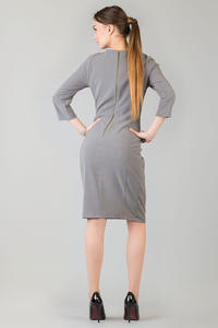 Grey Seam Shift Dress with Back Zip Fastening