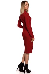 Fitted Midi Dress with Turtleneck (Brick red)