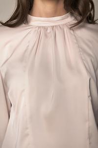 Beige Stand-up Collar Chic Blouse