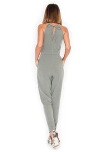 Green Elegant Chain Halterneck Long Legs Jumpsuit