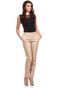 Beige Ultra Sleek Chic Straight Pants