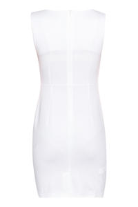 Off White Bateau Neck Seam Shift Slit Dress