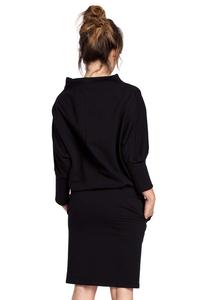 Black Casual Dress with Wide Tourtleneck