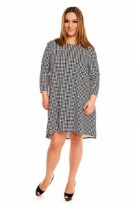 Houndstooth 3/4 Sleeves Swing Dress PLUS SIZE