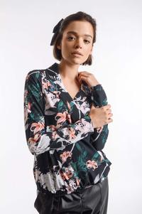 Floral Elegant Envelope Blouse with Collar