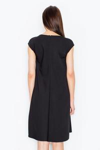 Black Asymmetric Hem Romantic Swing Dress