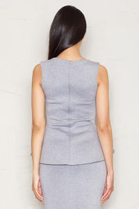 Flecked Grey Peplum Blouse with Back Zipper Fastening