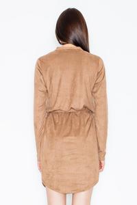 Brown Snaps Closure Mini Dress