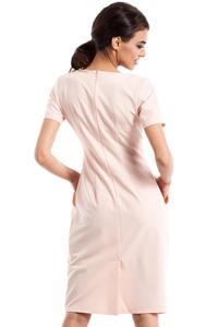 Powder Pink Wrinkled Slim Waist Knee Length Dress