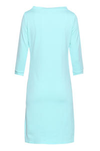 Mint High Neck Textured Shift Dress with 3/4 Sleeves