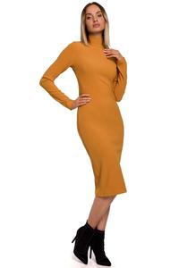 Fitted Midi Dress with Turtleneck (Mustard)