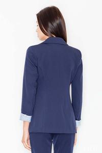 Dark Blue Elegant One Button Ladies Blazer