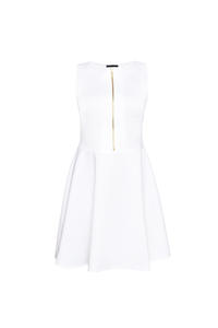 Ecru Light Hearted Sleeveless Flare Date Dress