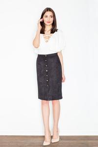 Black Snaps Closure Pencil Skirt