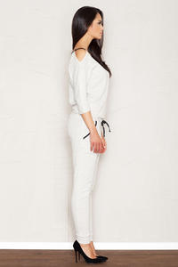 Light Grey Jumpsuit with Cut Out Shoulders