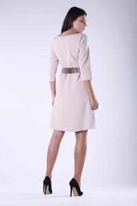 Beige Flared Dress With Leopard Belt