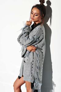 Light gray Cute Cardigan with bows