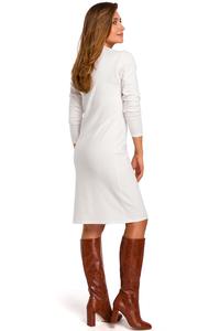 Ecru Knitted Straight Above Knee Dress