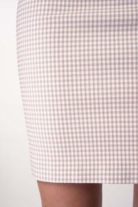 Pencil Short Skirt with a Fine Check - Beige