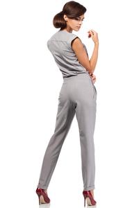Grey Elegant V-Neckline Wrap Front Jumpsuit
