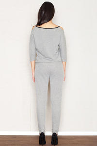Grey Jumpsuit with Cut Out Shoulders