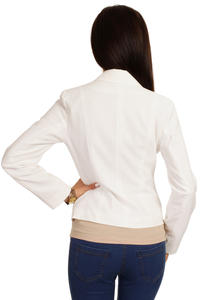 Long Lapels Ecru Coat with Single Button Fastening
