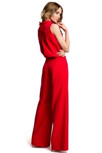 Red Collared Sleeveless Jumpsuit