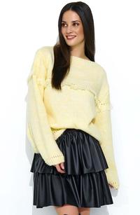 Flared Leather Short Skirt with Frills