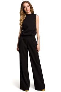 Black Collared Sleeveless Jumpsuit